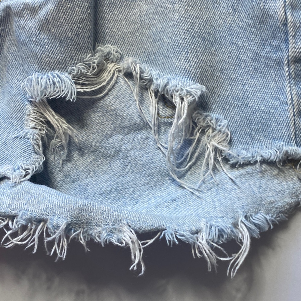 Levi's Light Blue Ripped Jean Shorts - Picture 9 of 10